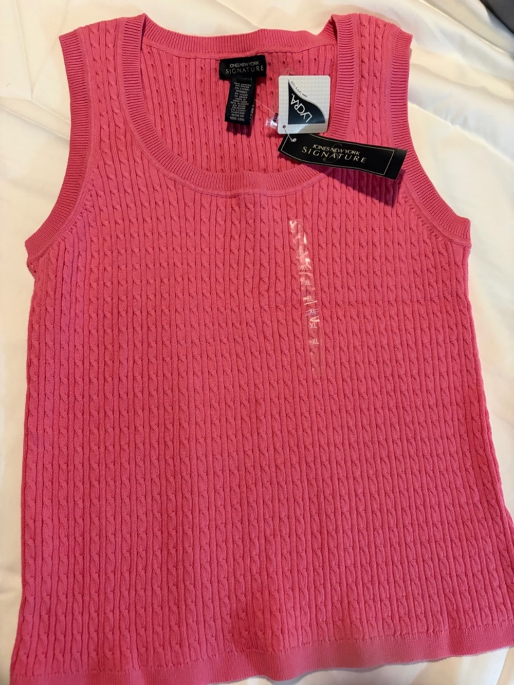 Jones New York Signature BRAND NEW W/Tags Pink tulip thin Cable-Knit  Size XL !!